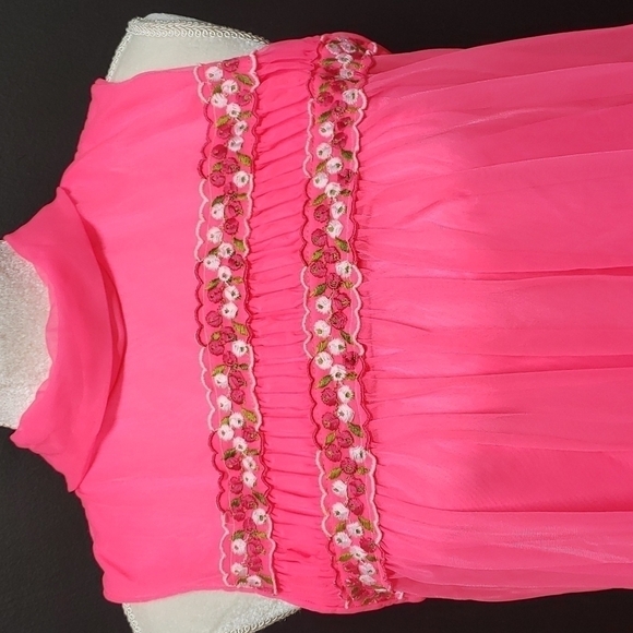 Vintage 60s/70s Vanity Fair Neon Day Glow Pink Negligee Sexy EUC - Picture 3 of 10